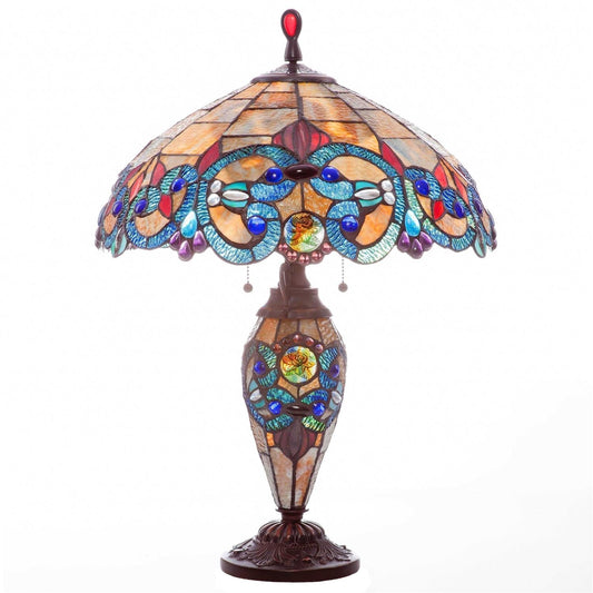 Copper Grove Glenbow 26-inch Tiffany-style Stained Glass Victorian Double-lit Table Lamp