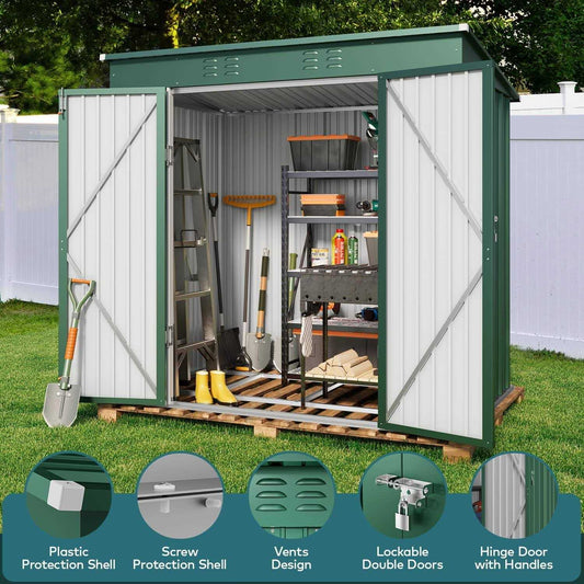 Lofka Outdoor Storage Shed with Double Lockable Doors and Base Frame