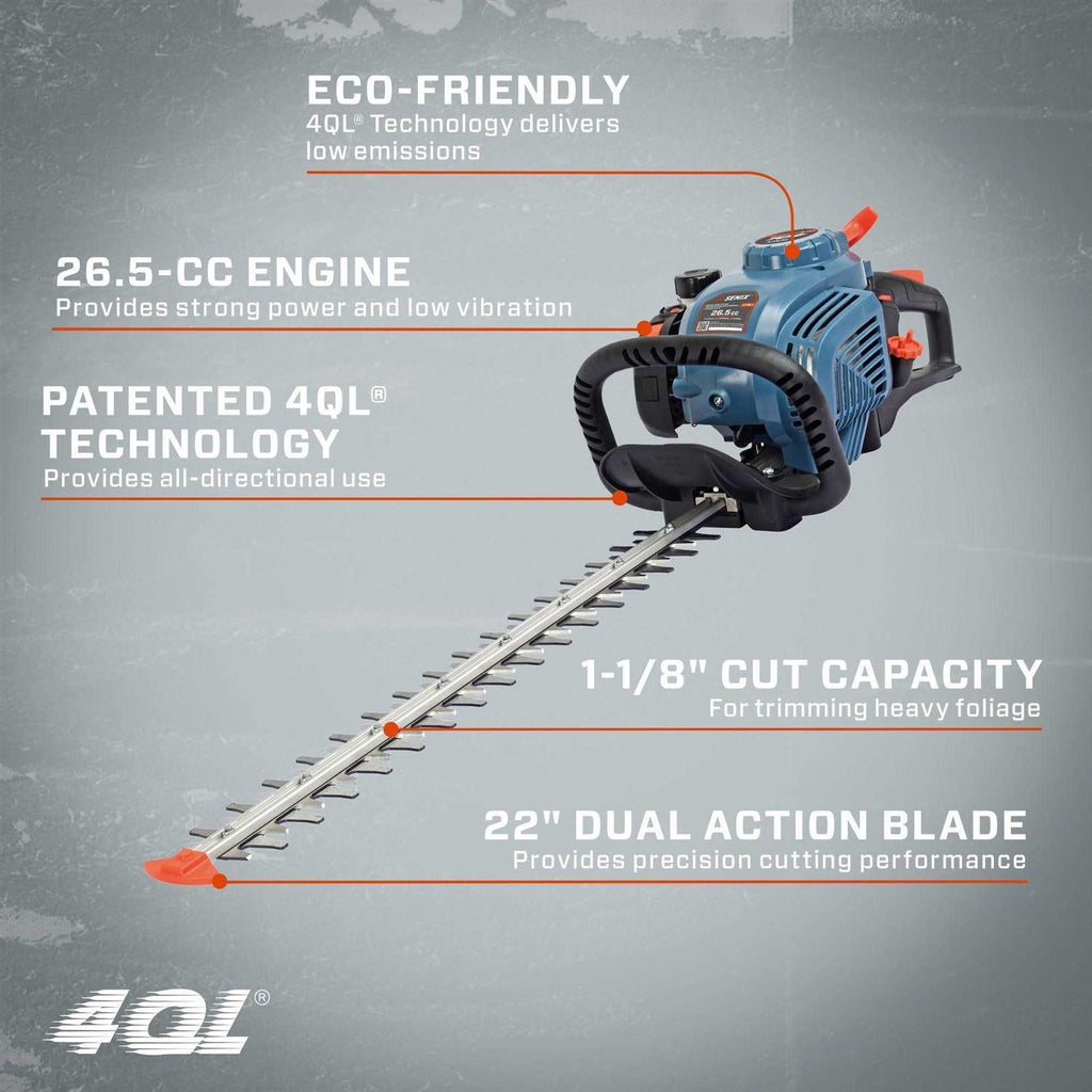 Senix 22 in. 26.5 cc 4-Cycle Gas Powered Hedge Trimmer