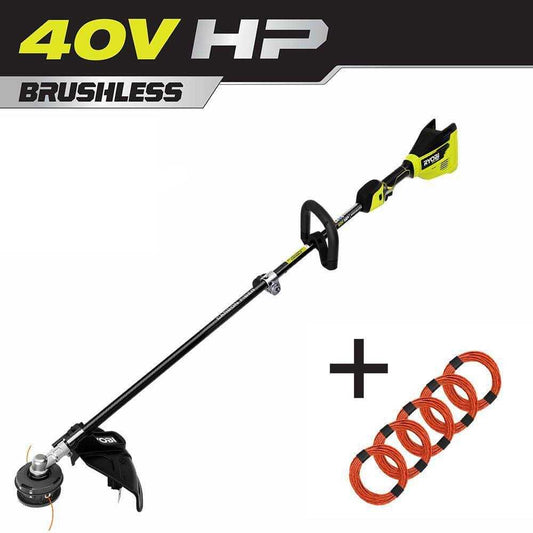 RYOBI 40V HP Brushless Cordless Carbon Fiber Shaft Attachment String Trimmer 4.0 Ah Battery Charger