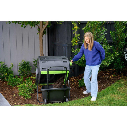 Maze RSI 48 Gallon Geared Two Compartment Compost Tumbler and Cart RSI-MCT-180-CT