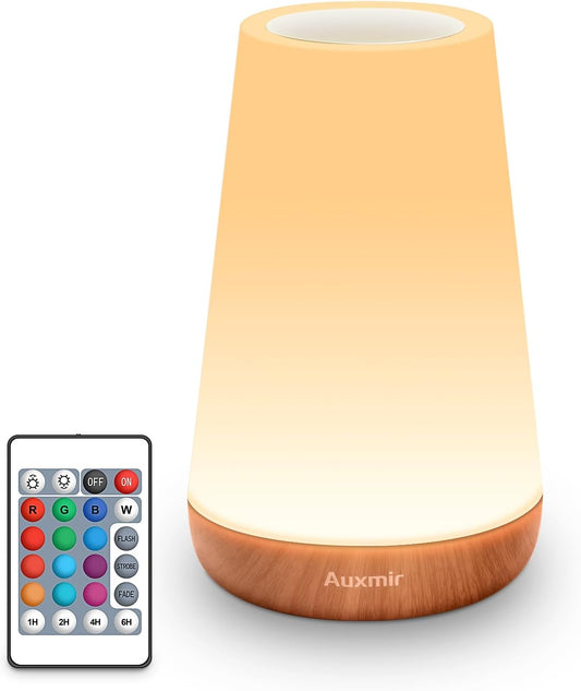 Auxmir Night Light for Kids Baby, LED Bedside Lamp for Nursery, Touch Sensor and Remote Control Dimmable, USB Rechargeable and Sleep Aid, 13 Colors Changing Portable Lamp for Bedroom Eye Caring