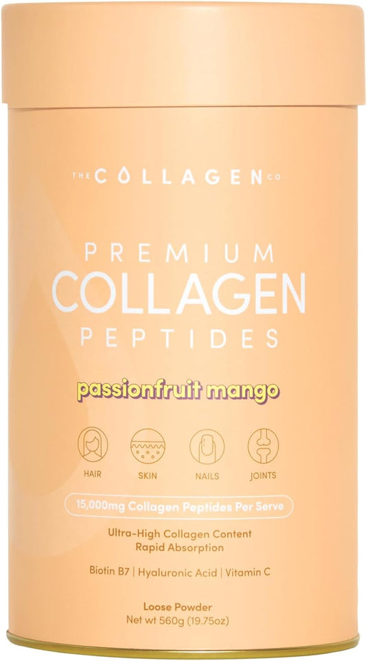 The Collagen Co. Premium Collagen Powder With Vitamin C And Biotin - Nurtures Healthy Hair, Glow Skin, Fortifies Joints, And Bones - Strawberry Watermelon Collagen In A 14-Serve Loose Powder (280g)