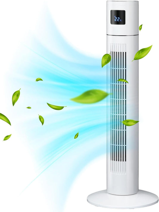 Advwin Electric Tower Fan, Bladeless Standing Fans, Portable Air Circulator with 70° Oscillation for Indoor Home Large Room Bedroom Office Use