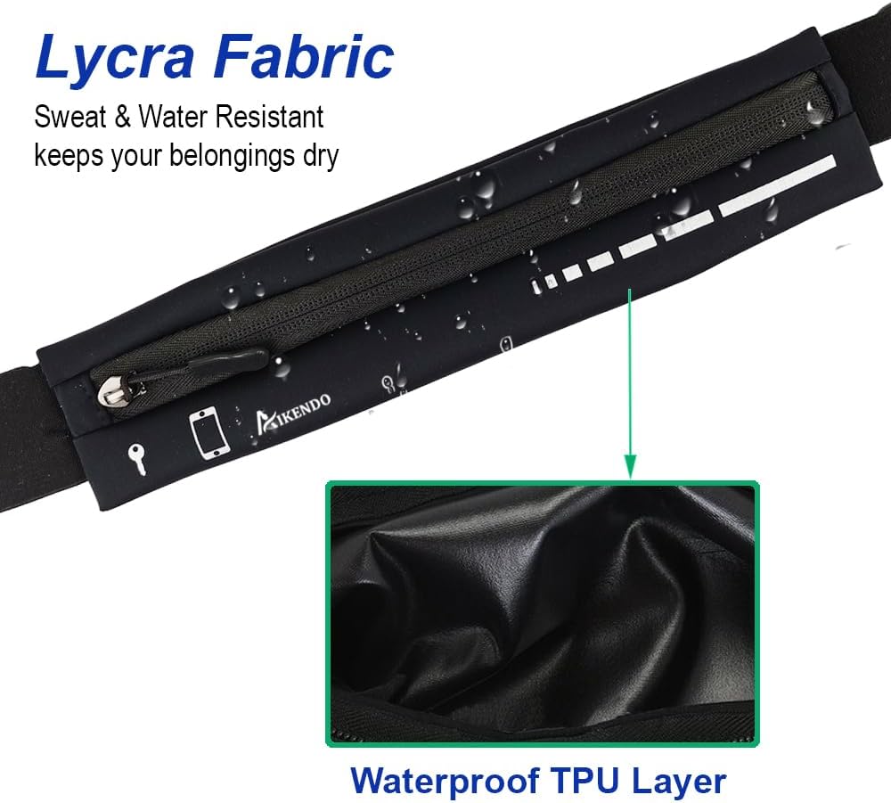 Slim Running Belt Fanny Pack for Women Men, Phone Holder Runners Pouch Waist Belt for Workout Jogging, Money Belt Running Gift Gear Accessories, Black, One Size, Fashion