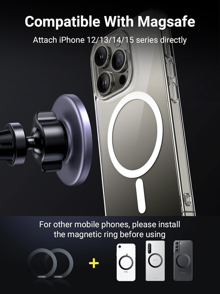 UGREEN MagSafe Car Mount, Magsafe Phone Car Holder, Air Vent 360° Adjustable Magnetic Phone Holder, Strong Magnet, Easily Install, Compatible with iPhone 17 Pro Max and Phones with MagSafe Case