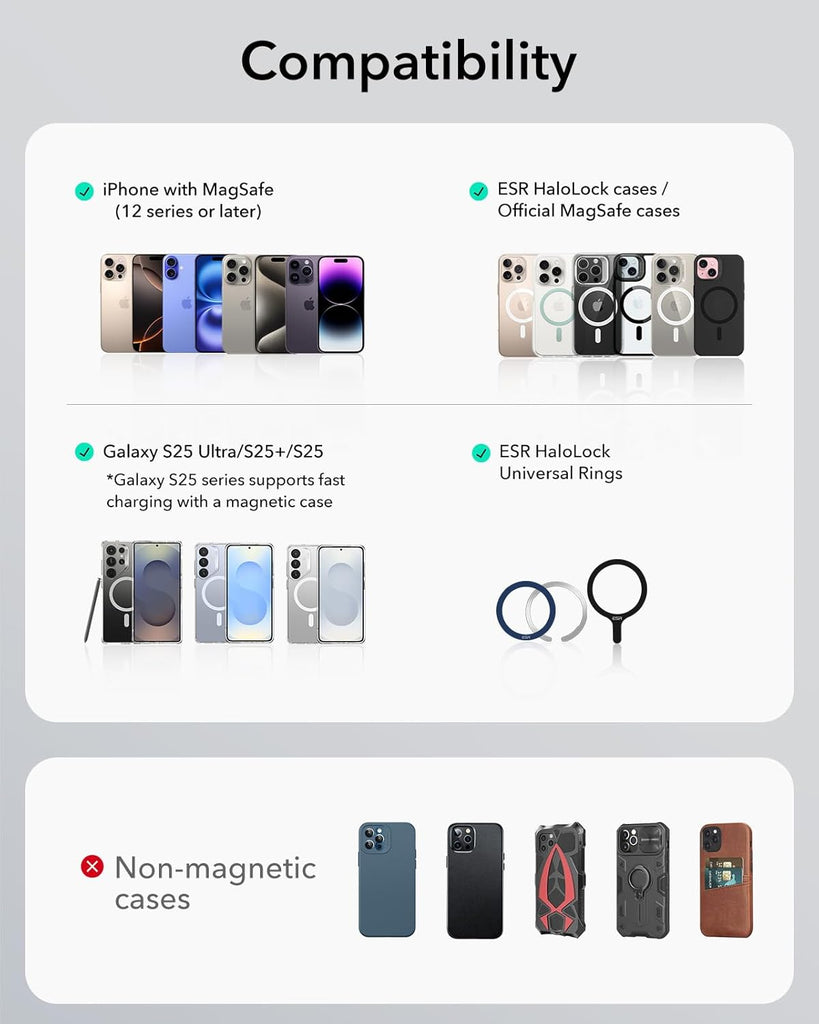 ESR for Qi2 15W MagSafe Car Mount Charger, Qi2-Certified MagSafe Car Charger, Air Vent/Dashboard Magnetic Wireless Car Charger,Car Phone Holder Mount for iPhone 17/16/Google Pixel 10/S25,Fast Charging