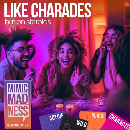 Why Don't We Nights Mimic Madness Game, Charades with 3 Categories: Characters, Place, Action