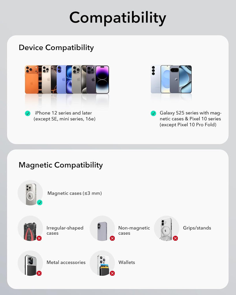 ESR for Qi2 15W MagSafe Car Mount Charger, Qi2-Certified MagSafe Car Charger, Air Vent/Dashboard Magnetic Wireless Car Charger,Car Phone Holder Mount for iPhone 17/16/Google Pixel 10/S25,Fast Charging