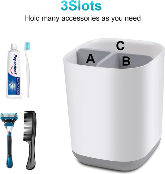 Richenda Toothbrush Holder with Anti-Slip,Detachable for Easy Cleaning Multi-Functional Bathroom Storage,Compact Electric Toothbrush and Toothpaste Caddy for Family, Kids(White)