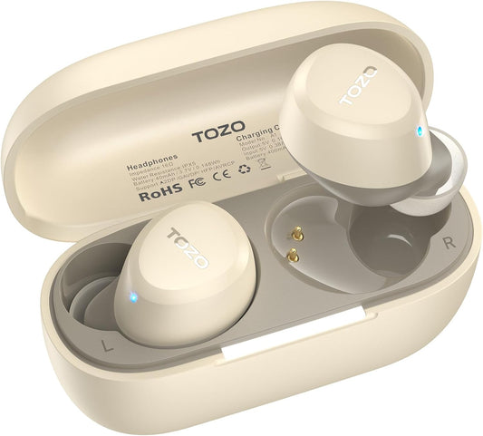 TOZO New Version A1 Wireless Earbuds Bluetooth 5.3 Light Weight in Ear IPX5 Waterproof Headphones 2 Mic for AI Calls, Immersive Premium Sound Bass Headset with Charging Case, 32 Preset EQs via APP