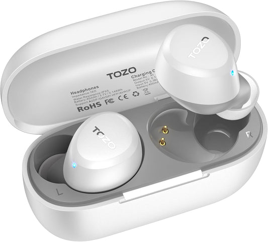 TOZO New Version A1 Wireless Earbuds Bluetooth 5.3 Light Weight in Ear IPX5 Waterproof Headphones 2 Mic for AI Calls, Immersive Premium Sound Bass Headset with Charging Case, 32 Preset EQs via APP