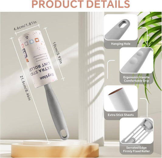 Lint Roller Remover Hair Kit, Baytion Extra Sticky Reusable Lint Remover with 6 Refills,Fluff Brush for Clothes/Furniture/Bed/Car/Dog Cat Hair/Carpet/Dust（360 Sheets）