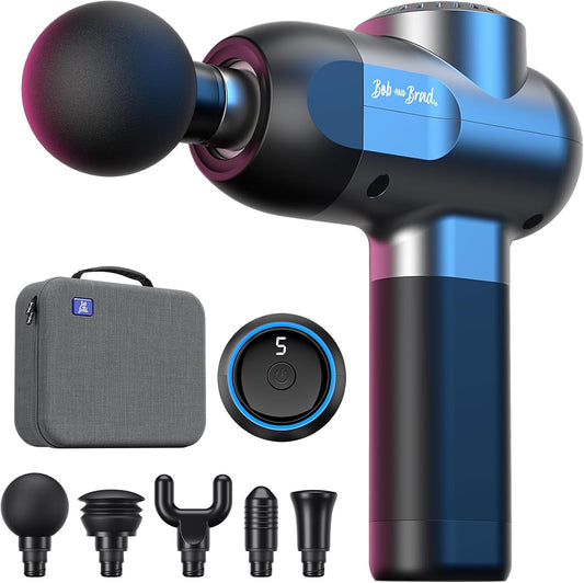 BOB AND BRAD C2 Massage Gun, Deep Tissue Percussion Massager Gun, Handheld Muscle Massager with 5 Speeds and 5 Heads, for Home Gym Office Workout Recovery Pain Soreness Relief, Gifts for Men Women