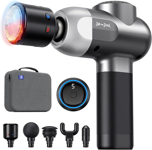 BOB AND BRAD C2 Massage Gun, Deep Tissue Percussion Massager Gun, Handheld Muscle Massager with 5 Speeds and 5 Heads, for Home Gym Office Workout Recovery Pain Soreness Relief, Gifts for Men Women