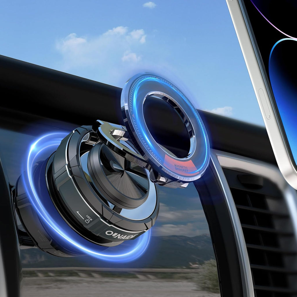 2025 Upgraded Magnetic Phone Holder,360°Adjustable Vacuum Suction Phone Holder, [ N55 Strongest Magnetic] Foldable Portable Magnetic Car Mount for iPhone MagSafe Series and All Phones