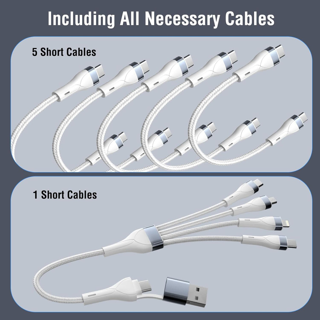 4smarts 100W USB C Charging Station for Multiple Devices, 6 Port Multi Device Fast Charging Hub, Office & Home Workstations for iPhone iPad Tablets Android Devices Space Grey (6 Cables Included)