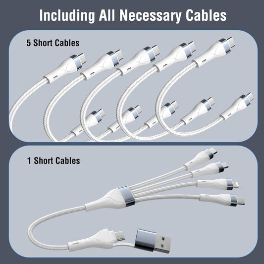 4smarts 100W USB C Charging Station for Multiple Devices, 6 Port Multi Device Fast Charging Hub, Office & Home Workstations for iPhone iPad Tablets Android Devices Space Grey (6 Cables Included)