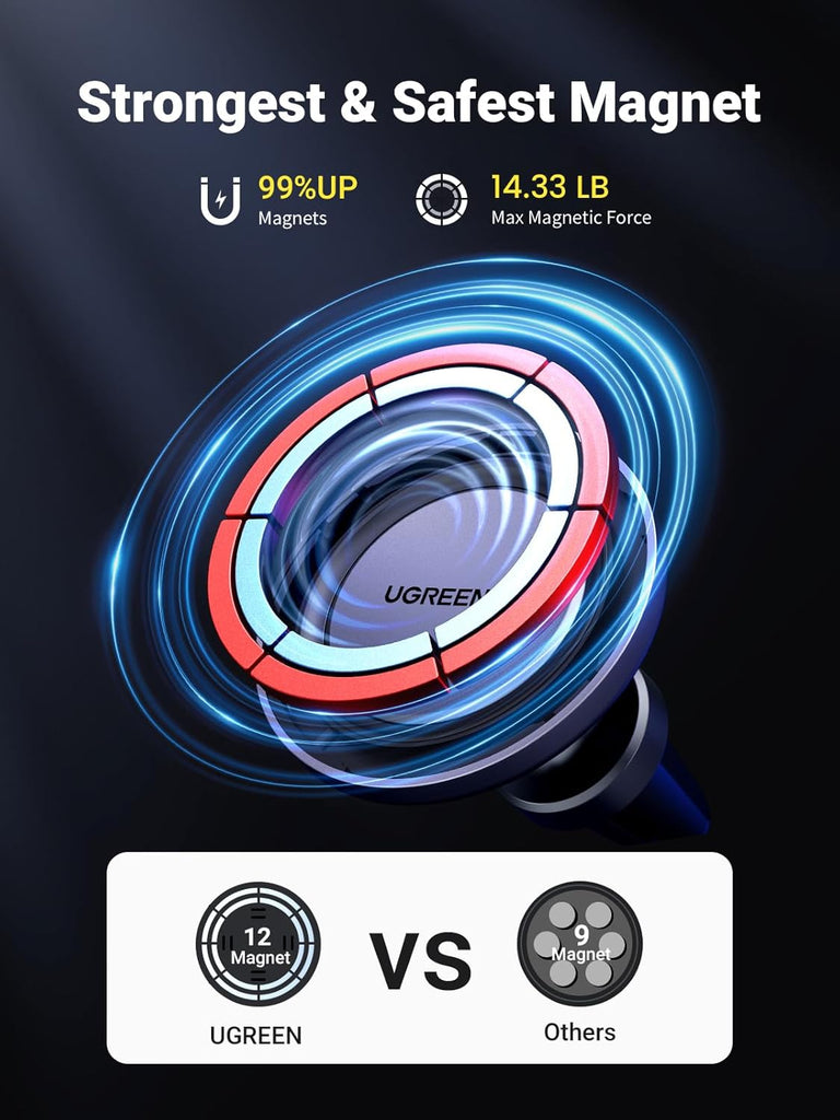 UGREEN MagSafe Car Mount, Magsafe Phone Car Holder, Air Vent 360° Adjustable Magnetic Phone Holder, Strong Magnet, Easily Install, Compatible with iPhone 17 Pro Max and Phones with MagSafe Case