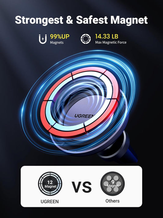 UGREEN MagSafe Car Mount, Magsafe Phone Car Holder, Air Vent 360° Adjustable Magnetic Phone Holder, Strong Magnet, Easily Install, Compatible with iPhone 17 Pro Max and Phones with MagSafe Case