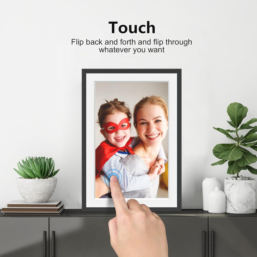 𝟯𝟮𝗚𝗕 Digital Photo Frame, 10.1" WiFi Digital Picture Frame with 1280x800 IPS HD Touchscreen, Auto-Rotate Wall Mountable, Micro SD, Easy Share Photos or Videos via Fr-ee App from Anywhere