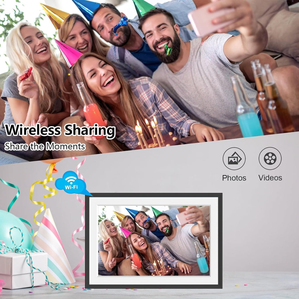 𝟯𝟮𝗚𝗕 Digital Photo Frame, 10.1" WiFi Digital Picture Frame with 1280x800 IPS HD Touchscreen, Auto-Rotate Wall Mountable, Micro SD, Easy Share Photos or Videos via Fr-ee App from Anywhere