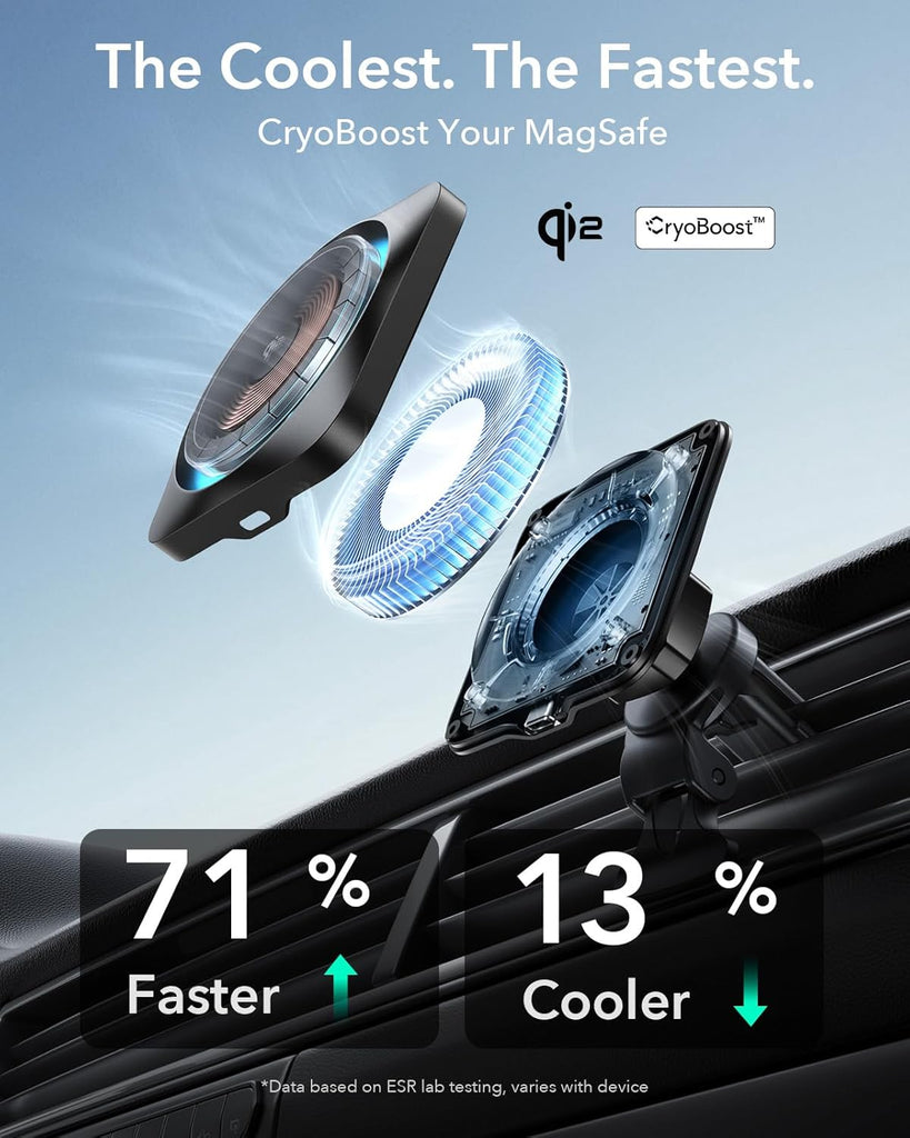 ESR for Qi2 15W MagSafe Car Mount Charger, Qi2-Certified MagSafe Car Charger, Air Vent/Dashboard Magnetic Wireless Car Charger,Car Phone Holder Mount for iPhone 17/16/Google Pixel 10/S25,Fast Charging