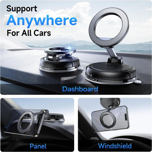 Car Phone Holder for Magsafe [78+LBS Strongest Suction & 2400gf Magnetic] 360° Adjustable Car Phone Mount, Cell Phone Holders for Car with Round Adhesive for iPhone 17 16 15 14 13 12 Pro Max Air Plus
