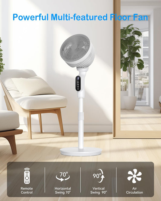 Pedestal Fan, 40'' Oscillating Standing Fan with Remote Control, Adjustable Height Air Circulation Floor Fan, Timer, 6 Speeds Adjustable Stand Fan for Home, Bedroom, Dormitory, Office