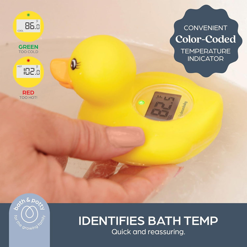 Dreambaby Duck Baby Bath Thermometer - Instant Read Digital Thermometer for Water and Room Temperature - Floating Baby Bath Toy