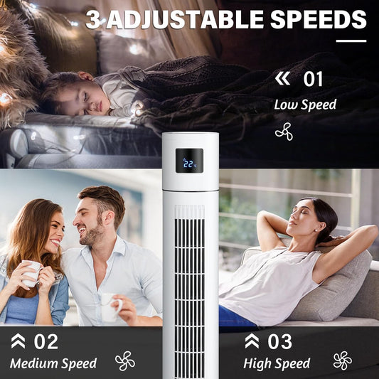 Advwin Electric Tower Fan, Bladeless Standing Fans, Portable Air Circulator with 70° Oscillation for Indoor Home Large Room Bedroom Office Use