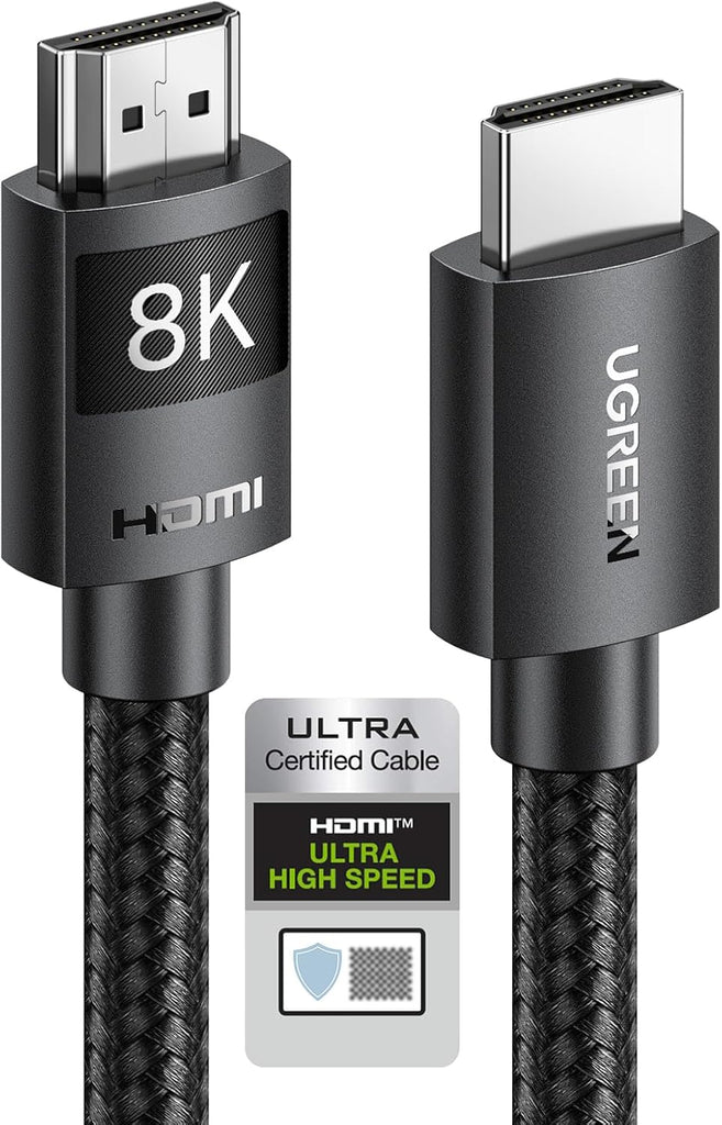 UGREEN 8K@60Hz Certified HDMI 2.1 Cable 2M Ultra Speed 10K 60Hz 4K 240Hz Braided Cord Support 48Gbps Dynamic HDR eARC Dolby Atmos HDCP Compatible with PS5 PS4 Xbox Roku TV HDTV Blu-ray Projector