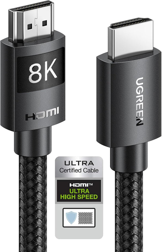 UGREEN 8K@60Hz Certified HDMI 2.1 Cable 2M Ultra Speed 10K 60Hz 4K 240Hz Braided Cord Support 48Gbps Dynamic HDR eARC Dolby Atmos HDCP Compatible with PS5 PS4 Xbox Roku TV HDTV Blu-ray Projector
