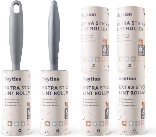 Lint Roller Remover Hair Kit, Baytion Extra Sticky Reusable Lint Remover with 6 Refills,Fluff Brush for Clothes/Furniture/Bed/Car/Dog Cat Hair/Carpet/Dust（360 Sheets）