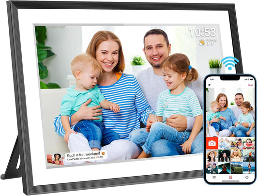 𝟯𝟮𝗚𝗕 Digital Photo Frame, 10.1" WiFi Digital Picture Frame with 1280x800 IPS HD Touchscreen, Auto-Rotate Wall Mountable, Micro SD, Easy Share Photos or Videos via Fr-ee App from Anywhere