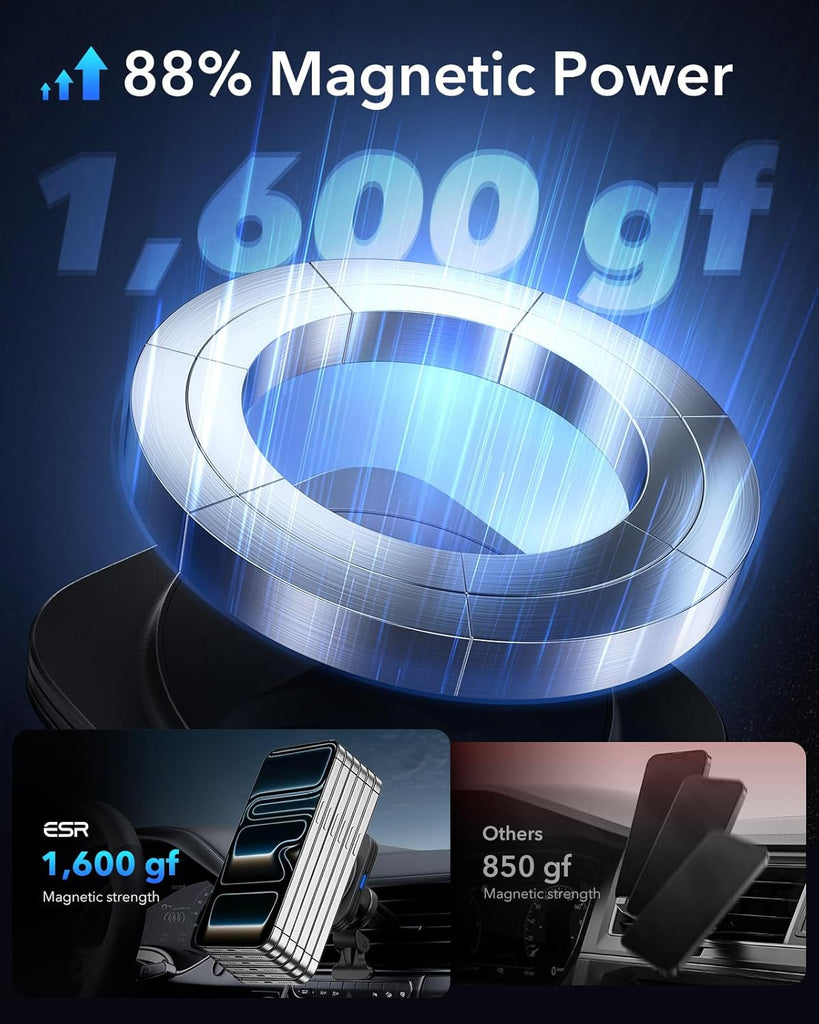 ESR for Qi2 15W MagSafe Car Mount Charger, Qi2-Certified MagSafe Car Charger, Air Vent/Dashboard Magnetic Wireless Car Charger,Car Phone Holder Mount for iPhone 17/16/Google Pixel 10/S25,Fast Charging