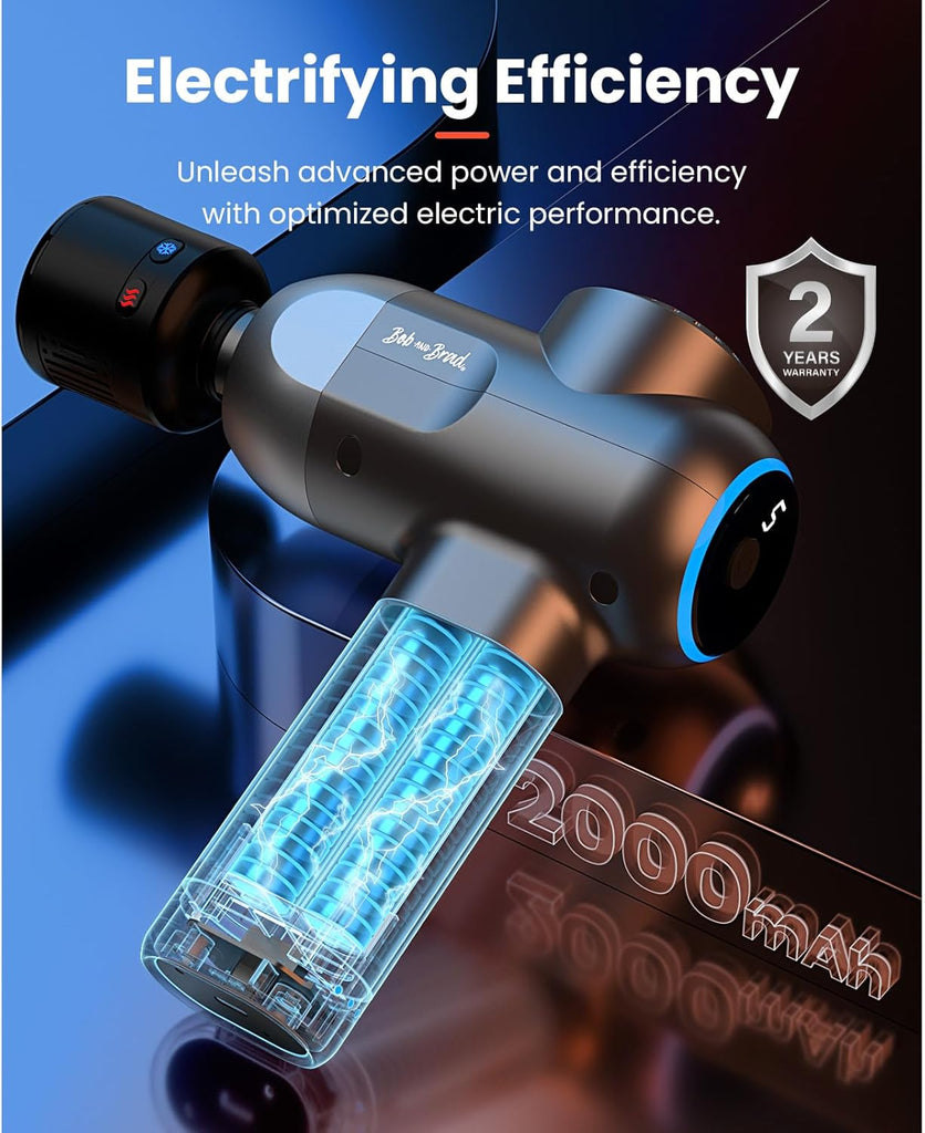 BOB AND BRAD C2 Massage Gun, Deep Tissue Percussion Massager Gun, Handheld Muscle Massager with 5 Speeds and 5 Heads, for Home Gym Office Workout Recovery Pain Soreness Relief, Gifts for Men Women