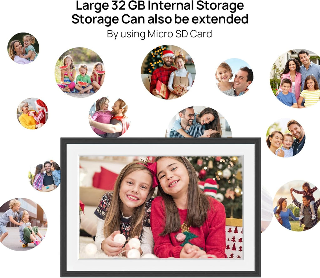 𝟯𝟮𝗚𝗕 Digital Photo Frame, 10.1" WiFi Digital Picture Frame with 1280x800 IPS HD Touchscreen, Auto-Rotate Wall Mountable, Micro SD, Easy Share Photos or Videos via Fr-ee App from Anywhere