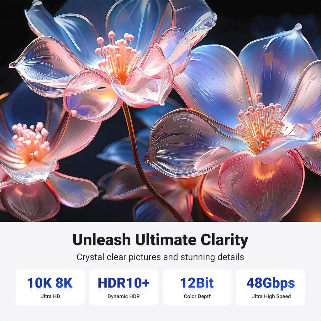 UGREEN 8K@60Hz Certified HDMI 2.1 Cable 2M Ultra Speed 10K 60Hz 4K 240Hz Braided Cord Support 48Gbps Dynamic HDR eARC Dolby Atmos HDCP Compatible with PS5 PS4 Xbox Roku TV HDTV Blu-ray Projector