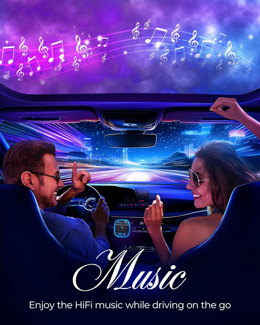 LENCENT FM Transmitter, Bluetooth FM Transmitter Wireless Radio Adapter Car Kit with Dual USB Charging Car Charger MP3 Player Support TF Card & USB Disk