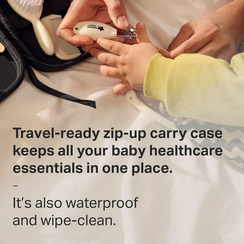Tommee Tippee Baby Healthcare and Grooming Kit, 9X Essential Newborn Care Items for Home and Travel, Wipe-Clean and Waterproof Travel Case