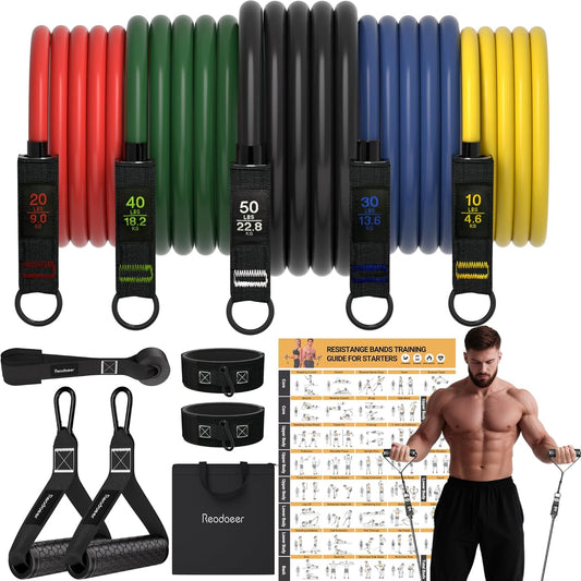 Readaeer Resistance Bands, Exercise Bands, Resistance Bands for Working Out with Handles for Men and Women for Indoor and Outdoor Sports, Fitness, Suspension, Speed Strength, Training, Home Gym, Yoga