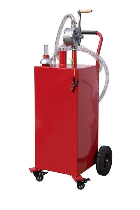 Arksen 35-Gallon Gas Caddy Fuel Tank Portable Storage Transfer Gasoline with Pump 35-Gallons Capacity. Red