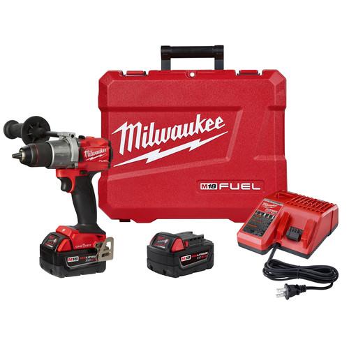 Milwaukee 2806-22 M18 FUEL Lithium-Ion 1-2 in. Cordless Hammer Drill Kit with ONE-KEY (5 Ah)