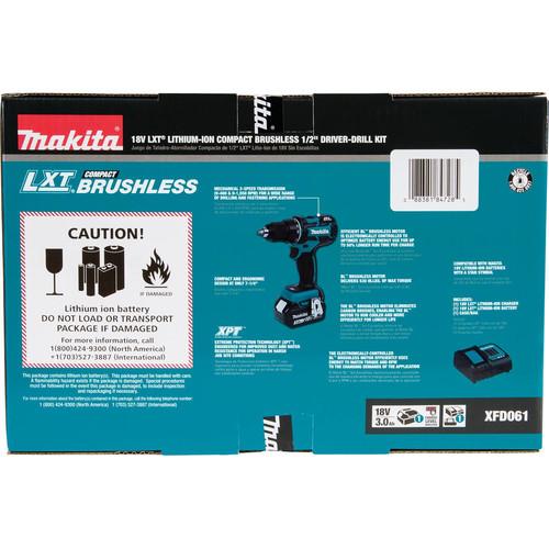Makita XFD061 18V LXT Lithium-Ion Brushless Compact 1-2 in. Cordless Drill Driver Kit (3 Ah)